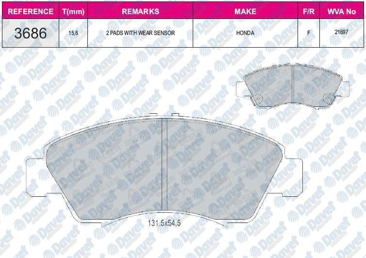 FERBE 50400 Fren Balatasi On Wva 21697 Honda Civic Jazz 1.5i 16v 91-08